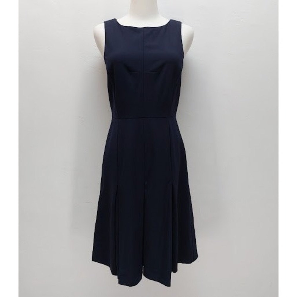 J.Crew Fit and Flare Dress Women's Size 2 Navy Blue Italian Wool Sleeveless